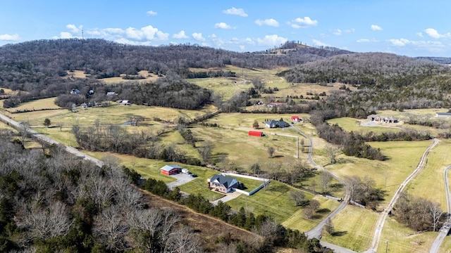 aerial view with a forest view and a rural view