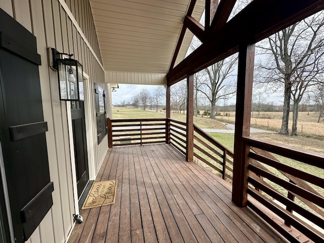 deck with a rural view