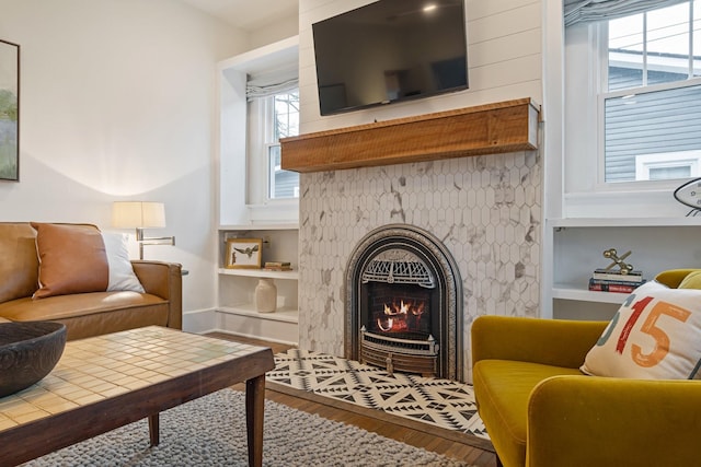 sitting room featuring hardwood / wood-style flooring