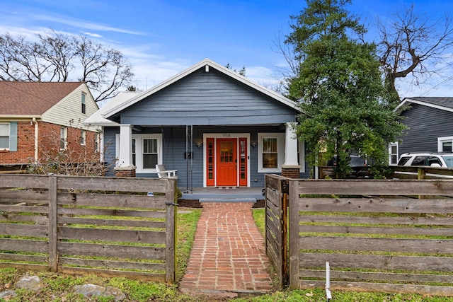 bungalow-style home with covered porch