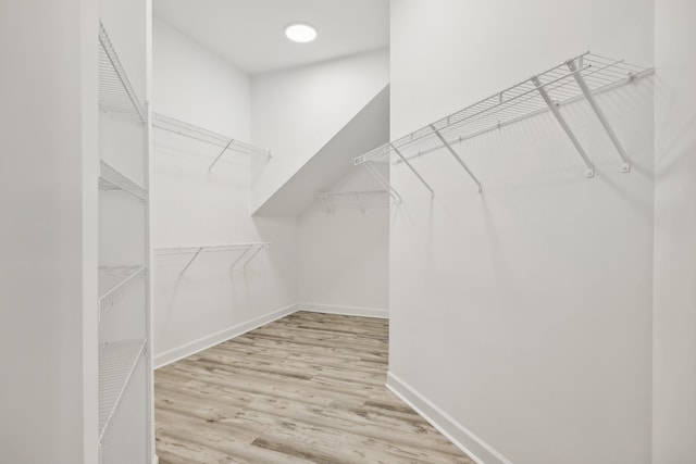 spacious closet featuring light wood-type flooring