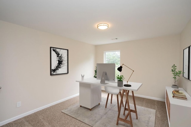 view of carpeted home office