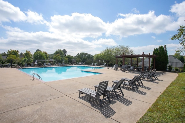 view of pool featuring a gazebo and a patio area