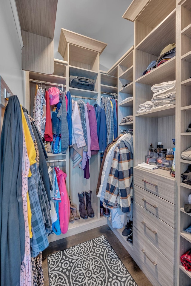 spacious closet with wood finished floors