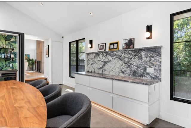 interior space with lofted ceiling