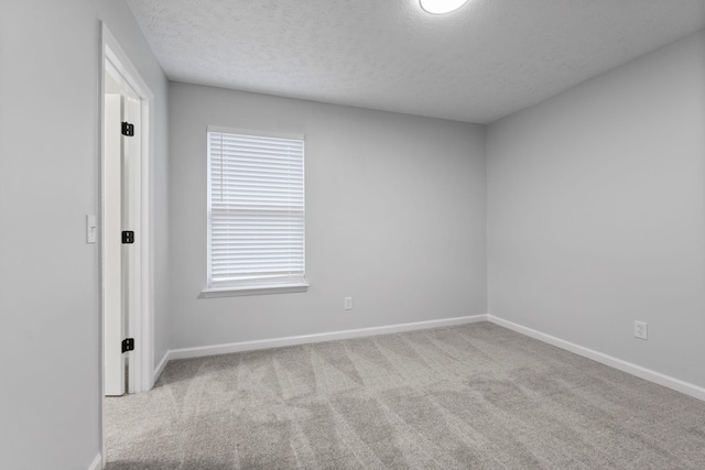 empty room featuring light carpet and a textured ceiling