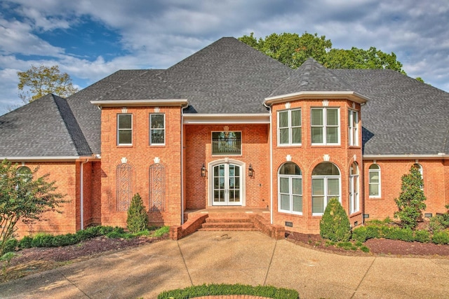 view of front facade featuring french doors