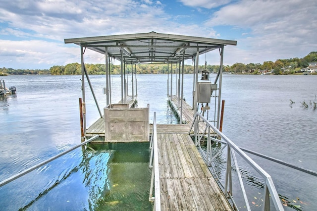 view of dock featuring a water view