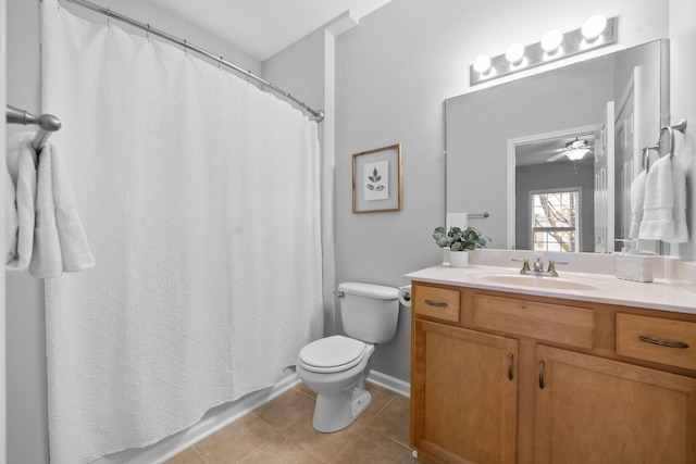 bathroom featuring tile patterned floors, toilet, and vanity