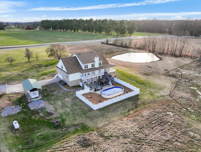 drone / aerial view featuring a rural view