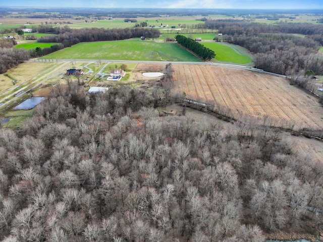 drone / aerial view with a rural view