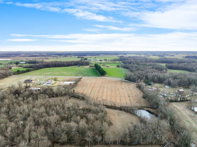 bird's eye view with a rural view and a water view