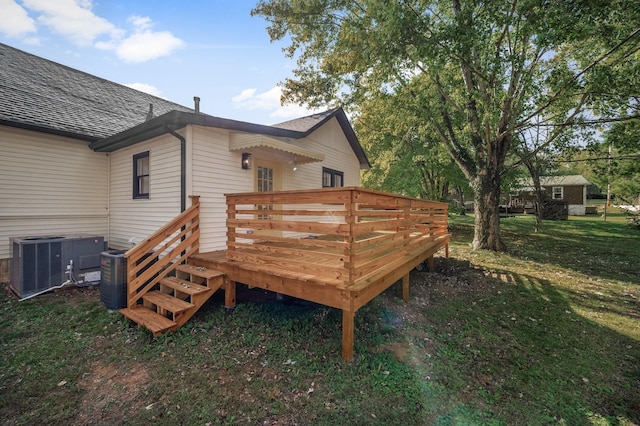 wooden terrace with central AC and a lawn