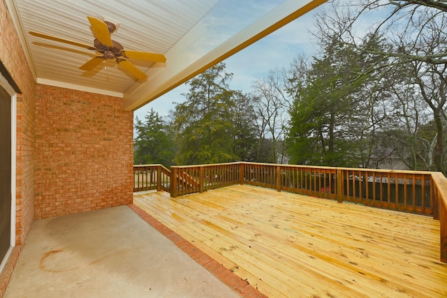 wooden terrace with ceiling fan