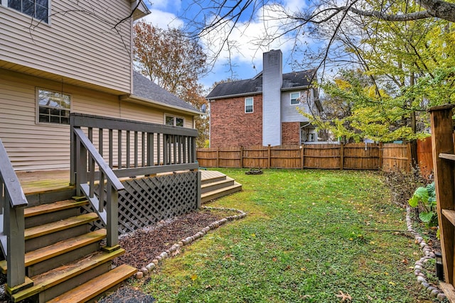 view of yard featuring a deck