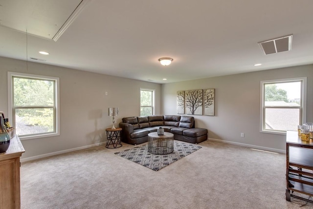 carpeted living room with plenty of natural light