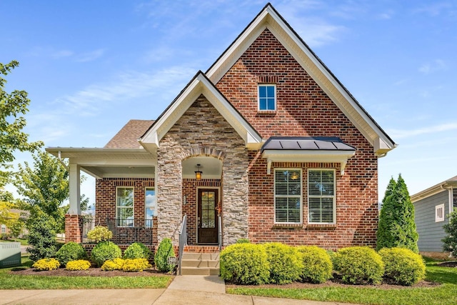 view of front of home featuring covered porch