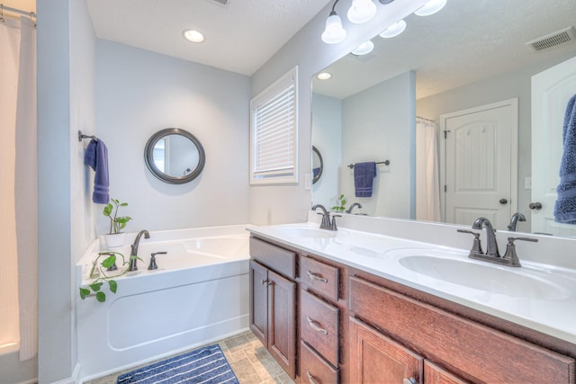 bathroom with vanity and a bathing tub