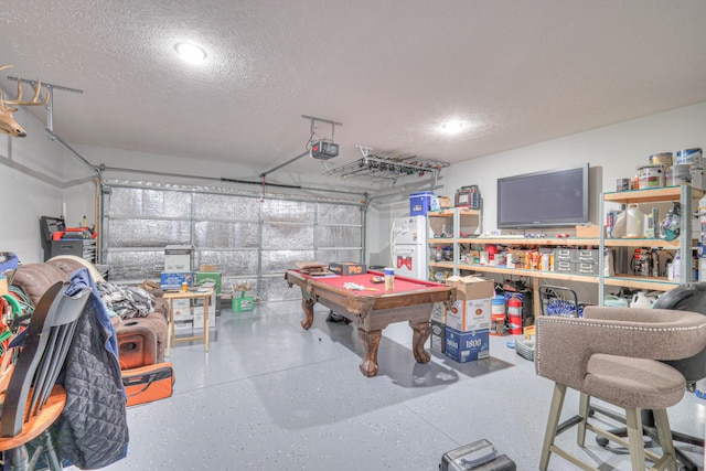 rec room with billiards and a textured ceiling