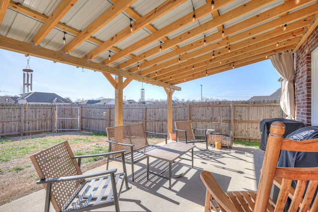 view of patio featuring a fenced backyard