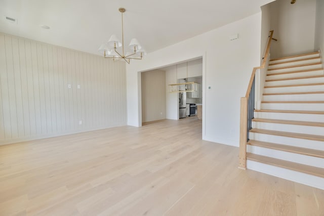 4044 Penfield Dr Unit C, Franklin, TN 37069 - interior space featuring stairs, visible vents, a chandelier, baseboards, and light wood-style floors