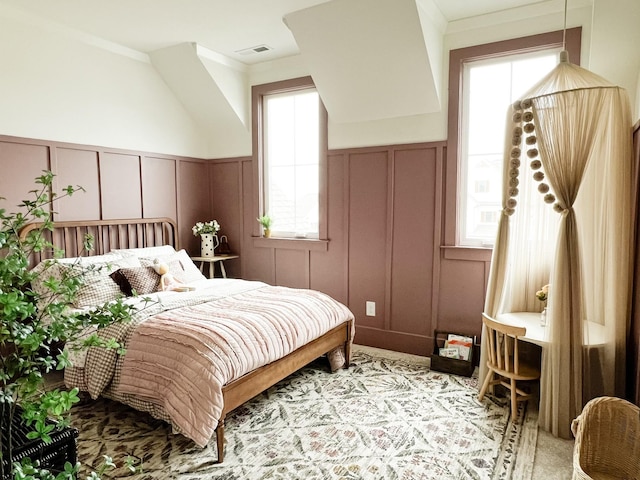 bedroom with ornamental molding