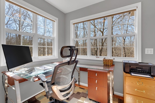 home office featuring a wealth of natural light