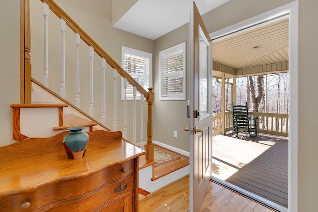 doorway featuring light hardwood / wood-style flooring