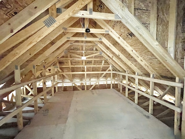 view of unfinished attic