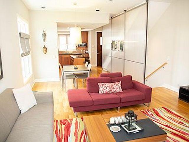 living room with light hardwood / wood-style flooring