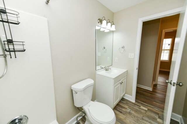 1765 Copperfield Ct, Clarksville, TN 37042 - bathroom with baseboards, toilet, wood finished floors, and vanity