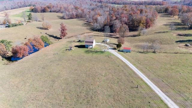 bird's eye view featuring a rural view