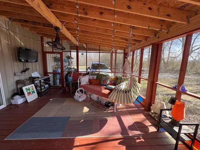 sunroom / solarium with beam ceiling