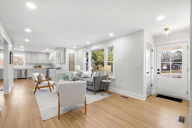 living room featuring light hardwood / wood-style flooring