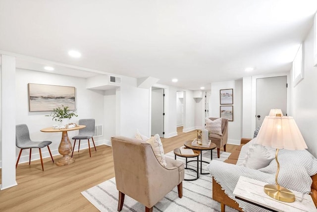 living room featuring light hardwood / wood-style flooring