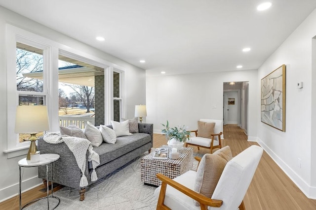 living room featuring light hardwood / wood-style flooring