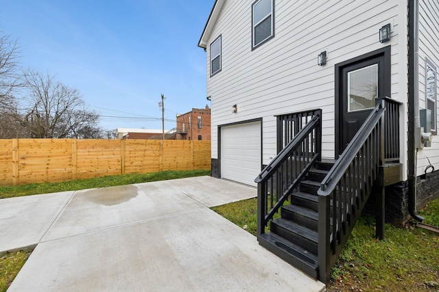 exterior space featuring a garage