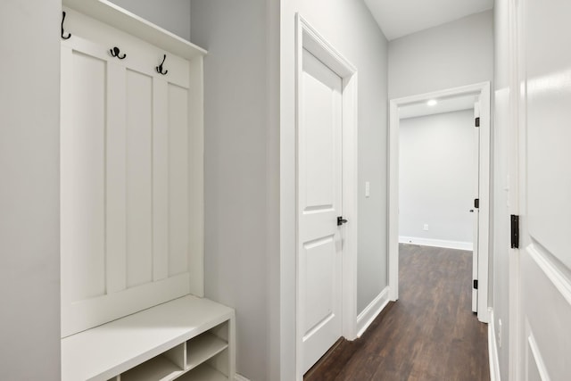 mudroom featuring dark hardwood / wood-style floors