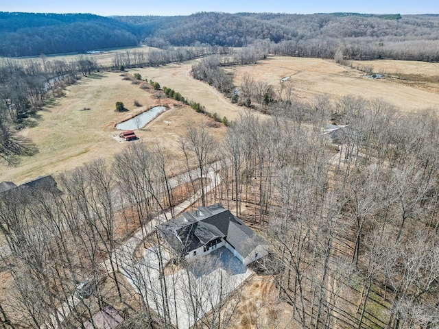 birds eye view of property featuring a rural view