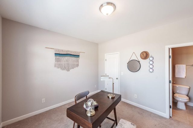 view of carpeted home office