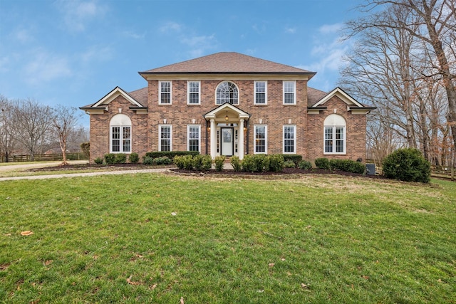 colonial house with a front lawn