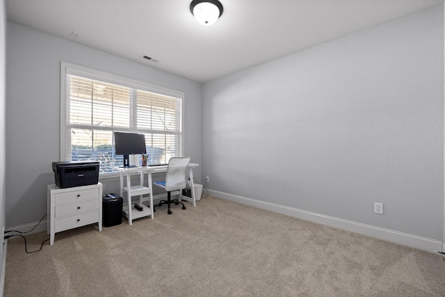 view of carpeted office space