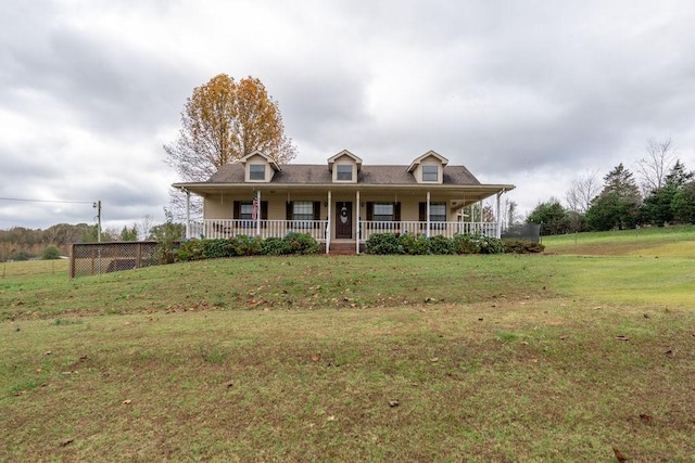 view of front of house featuring a front lawn and a porch