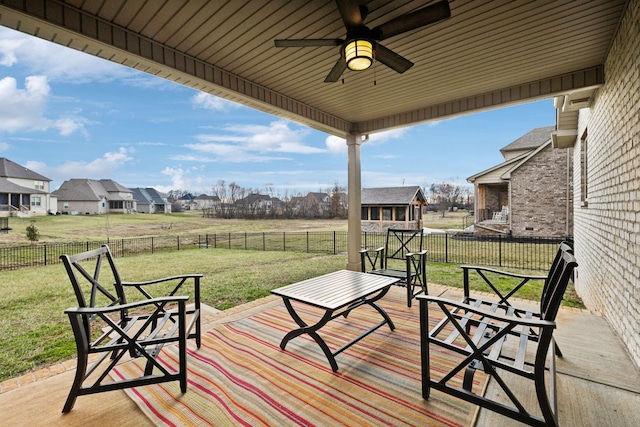 view of patio with ceiling fan