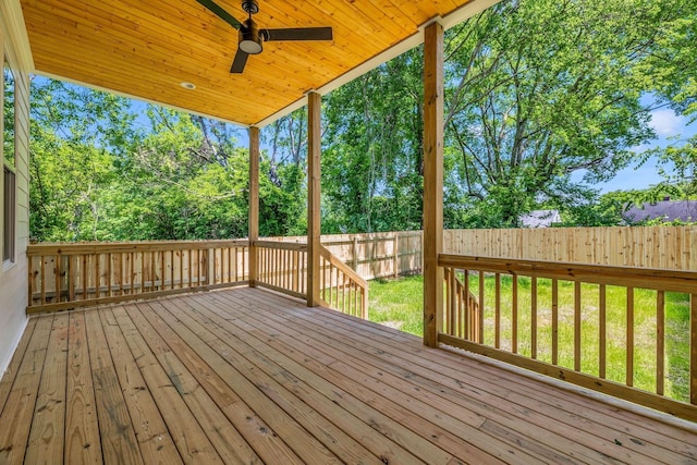 wooden terrace with ceiling fan