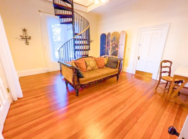 living area featuring wood-type flooring