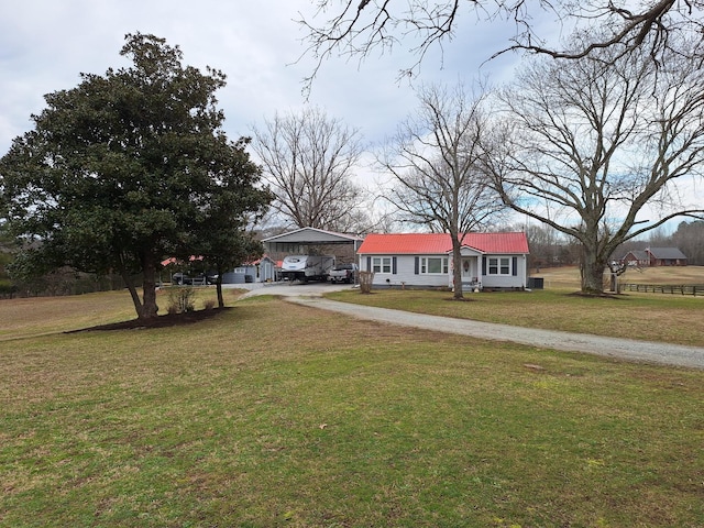 view of front of property with a front lawn