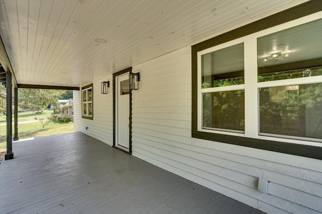 view of patio featuring a porch