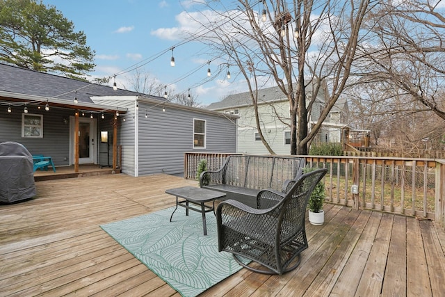 deck with an outdoor living space