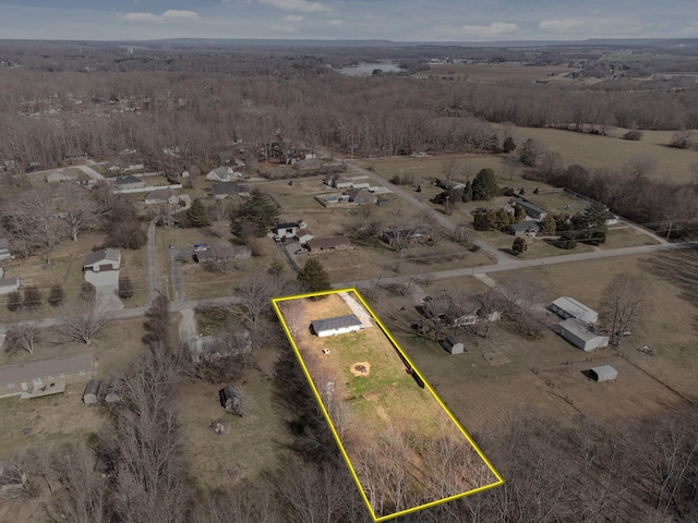 aerial view featuring a rural view